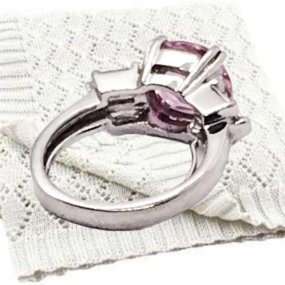 Beautiful Pink Cubic Zirconia Cocktail Ring, Size 5.25 to 6